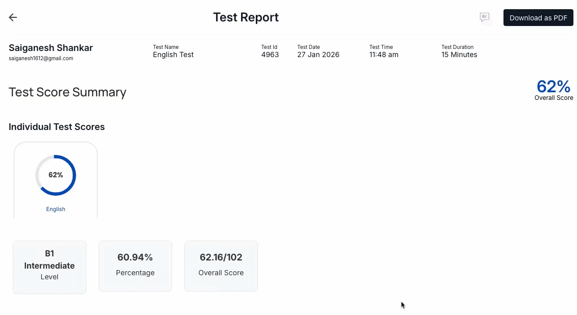 Language Assessments — Gappeo AI hiring platform screenshot
