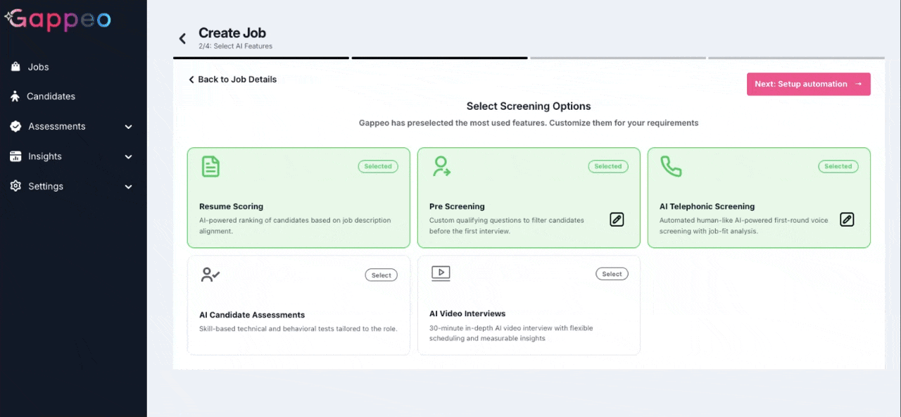 Resume Scoring — Gappeo AI hiring platform screenshot