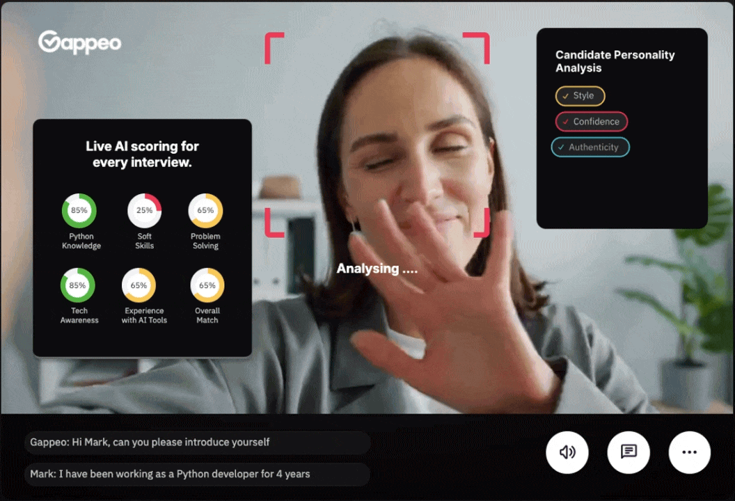 Video Interviews — Gappeo AI hiring platform screenshot